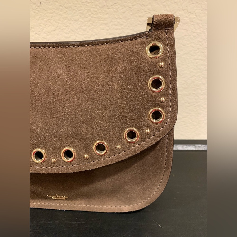 Kate Spade Boulder Lane Suede Maggy Saddle Eyelet Brown Crossbody Bag NWOT - Picture 5 of 11
